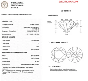 1.40CT Round D SI1 3EX NONE - LG492125445