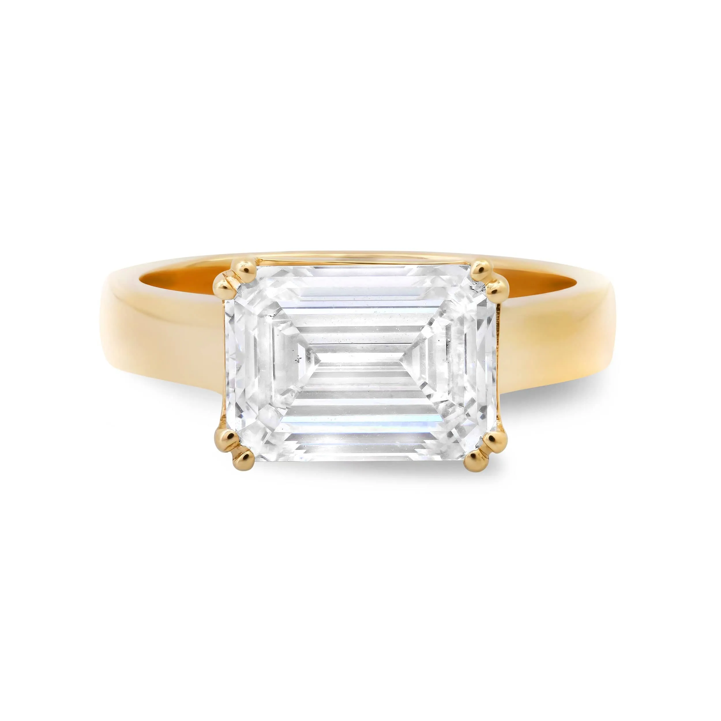 14K & 18K Gold Emerald Cut East West Diamond Ring