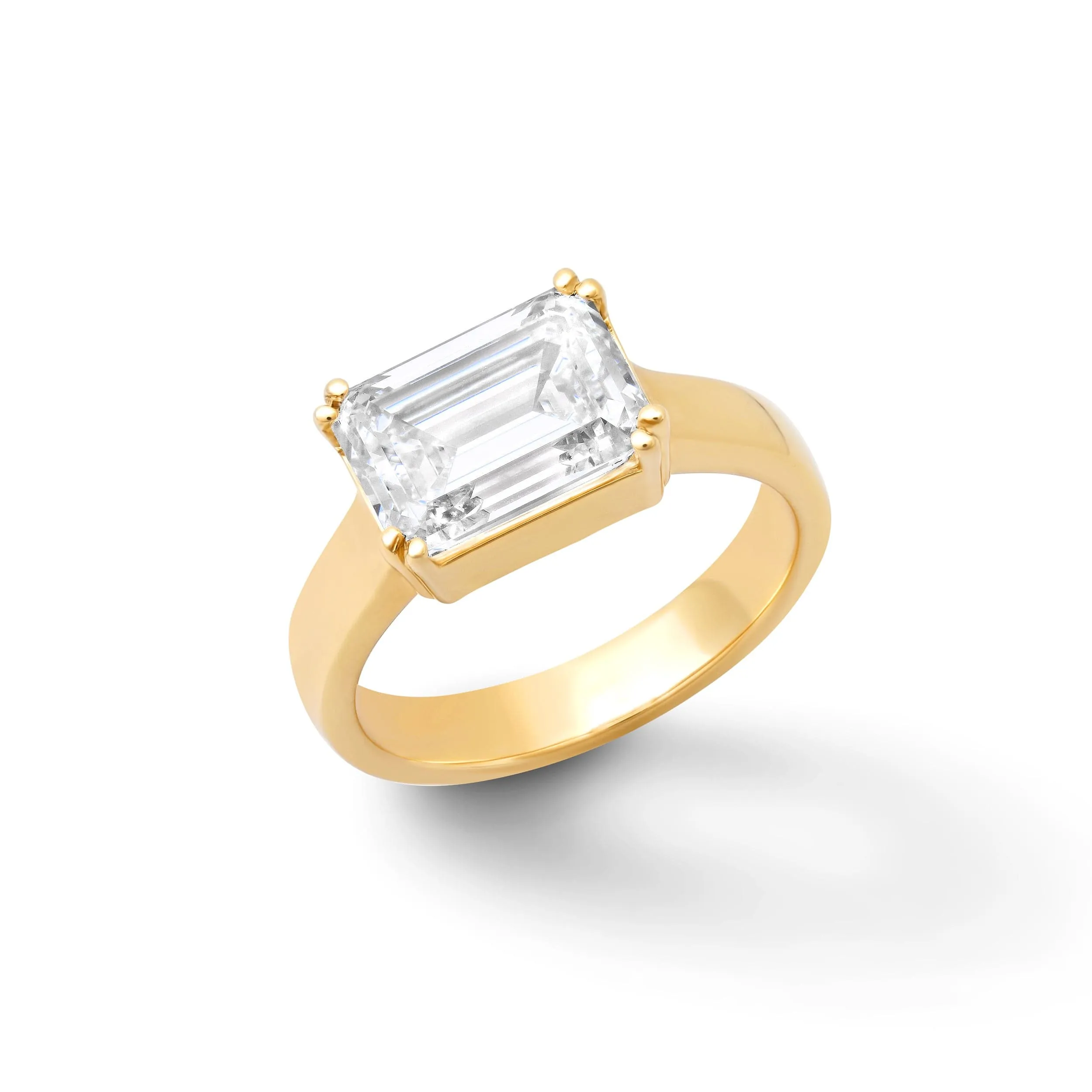 14K & 18K Gold Emerald Cut East West Diamond Ring