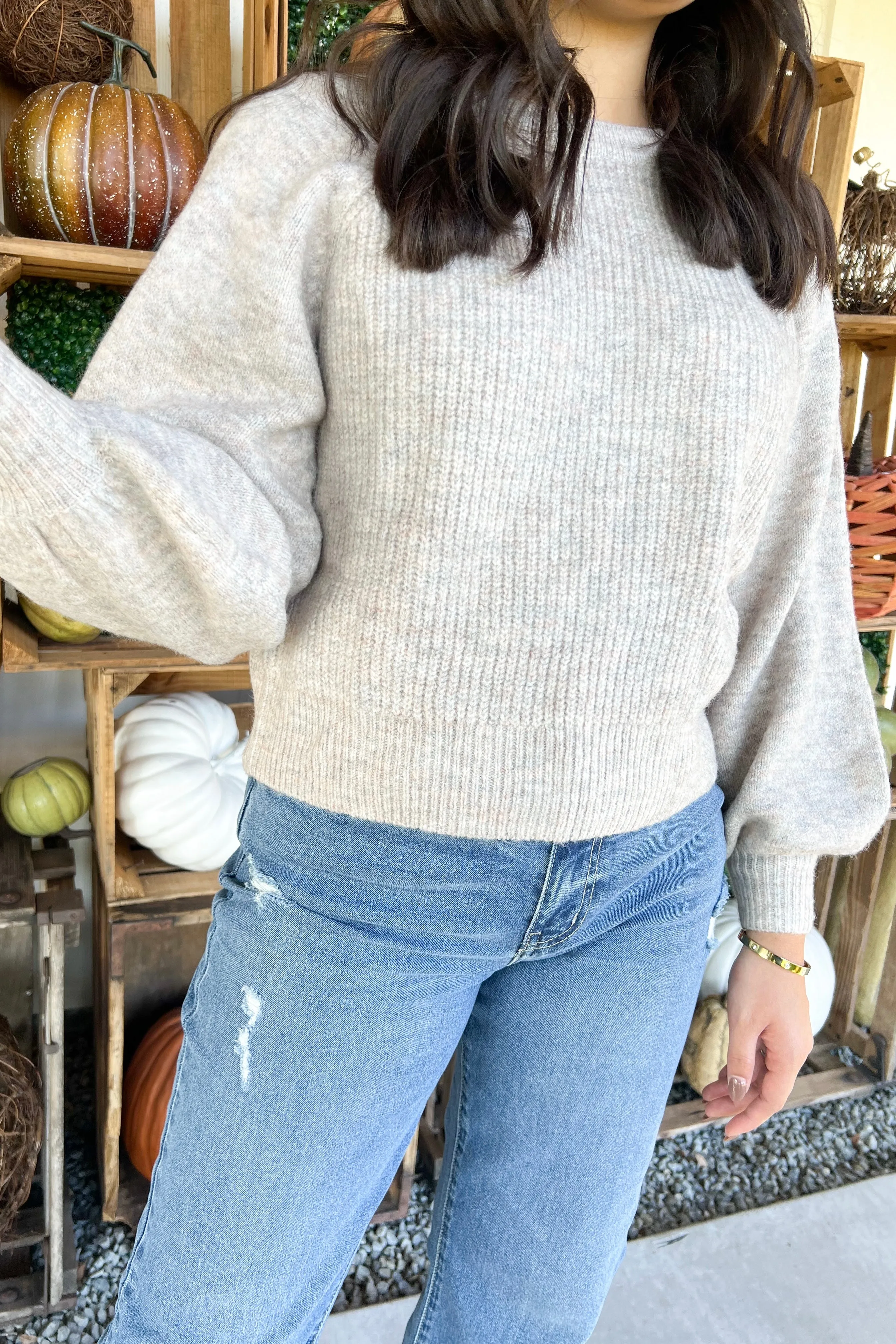 All Business Cropped Puff Sleeve Sweater | FINAL SALE