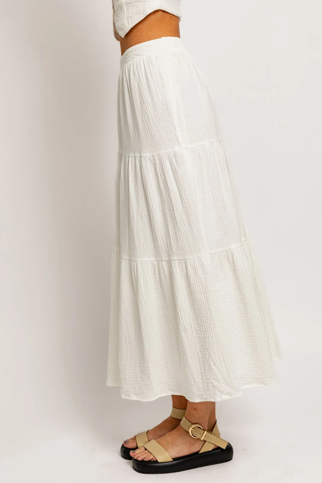 Anna High Waisted Tiered Maxi Skirt