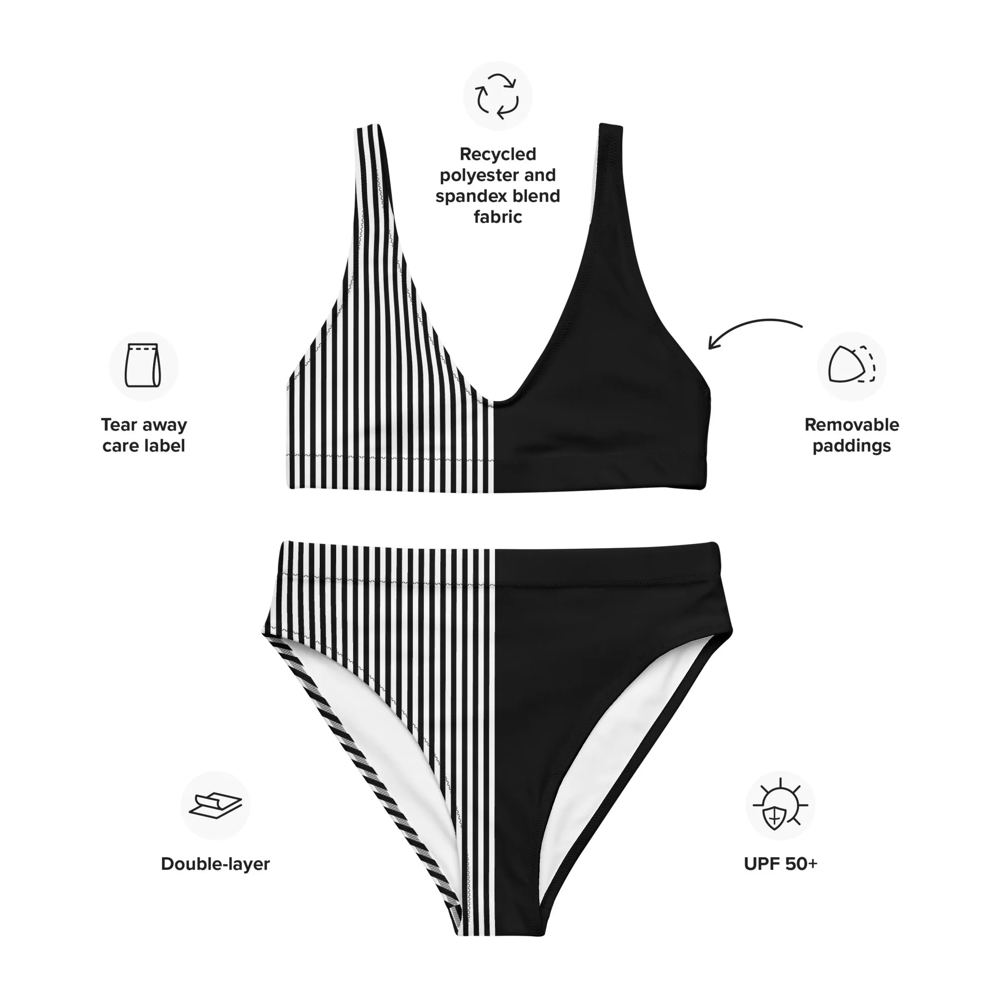 Asymmetry Recycled high-waisted bikini