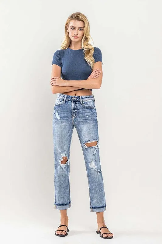 Atlanta High Rise Distressed Boyfriend Denim