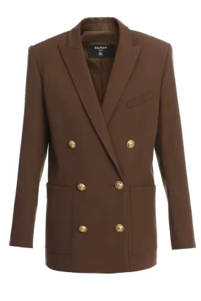 Balmain Double Breasted Oversized Blazer - Brown