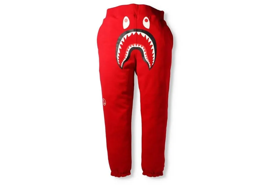 BAPE X OVO WOODLAND CAMO SHARK REVERSIBLE SWEATPANTS RED