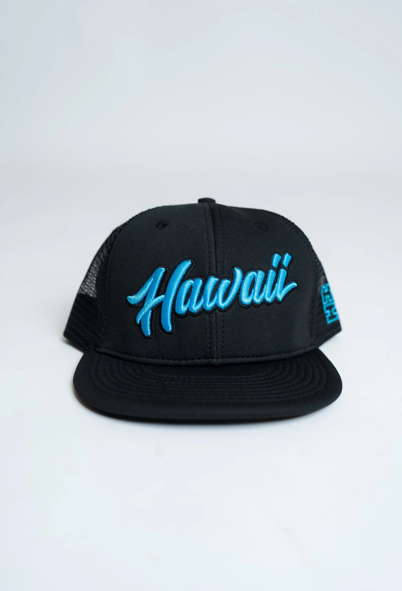 BLACK & BABY BLUE HAWAII SCRIPT TRUCKER