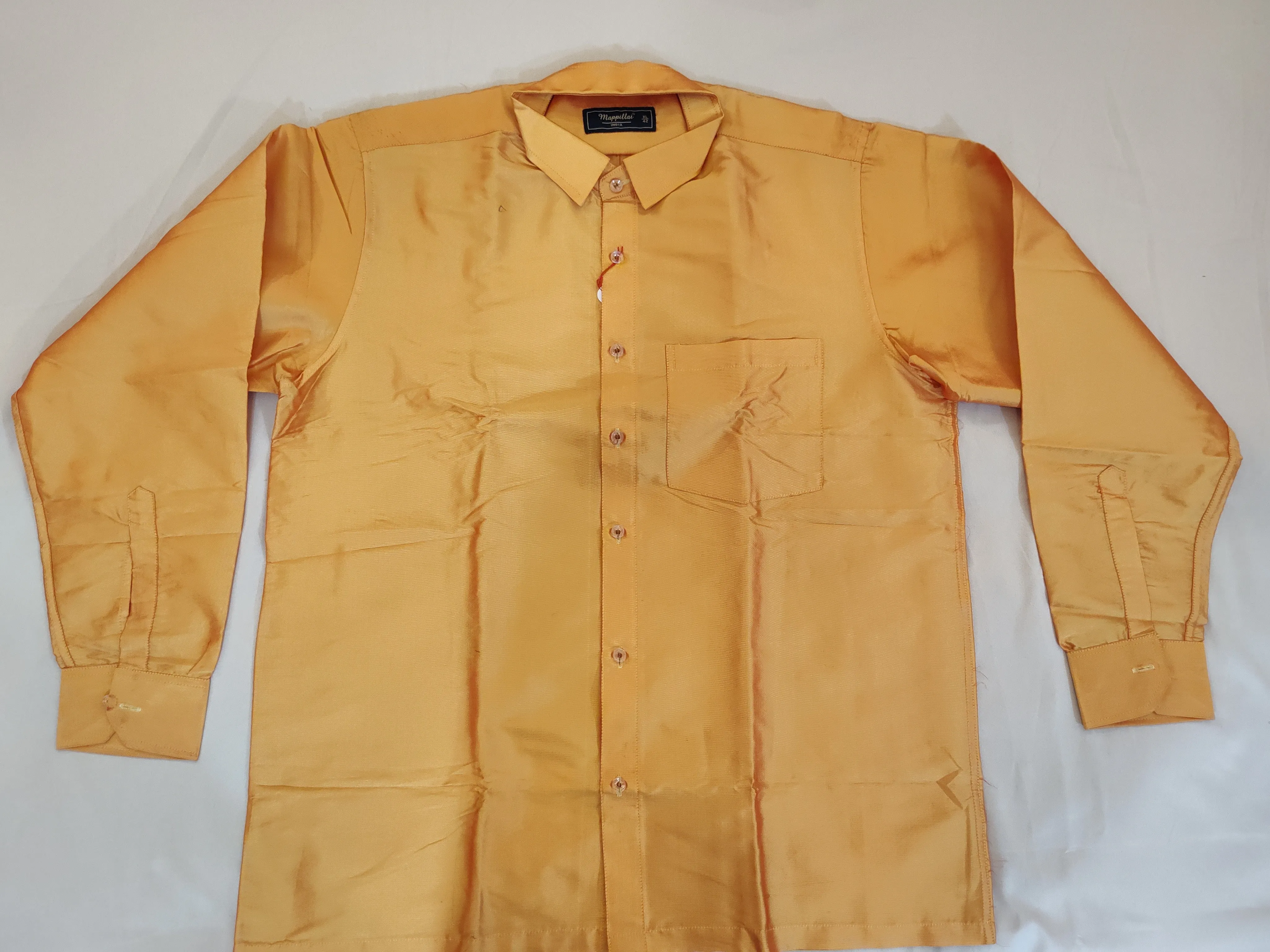 Charming Golden Color Half Sleeve Silk Shirt For Men