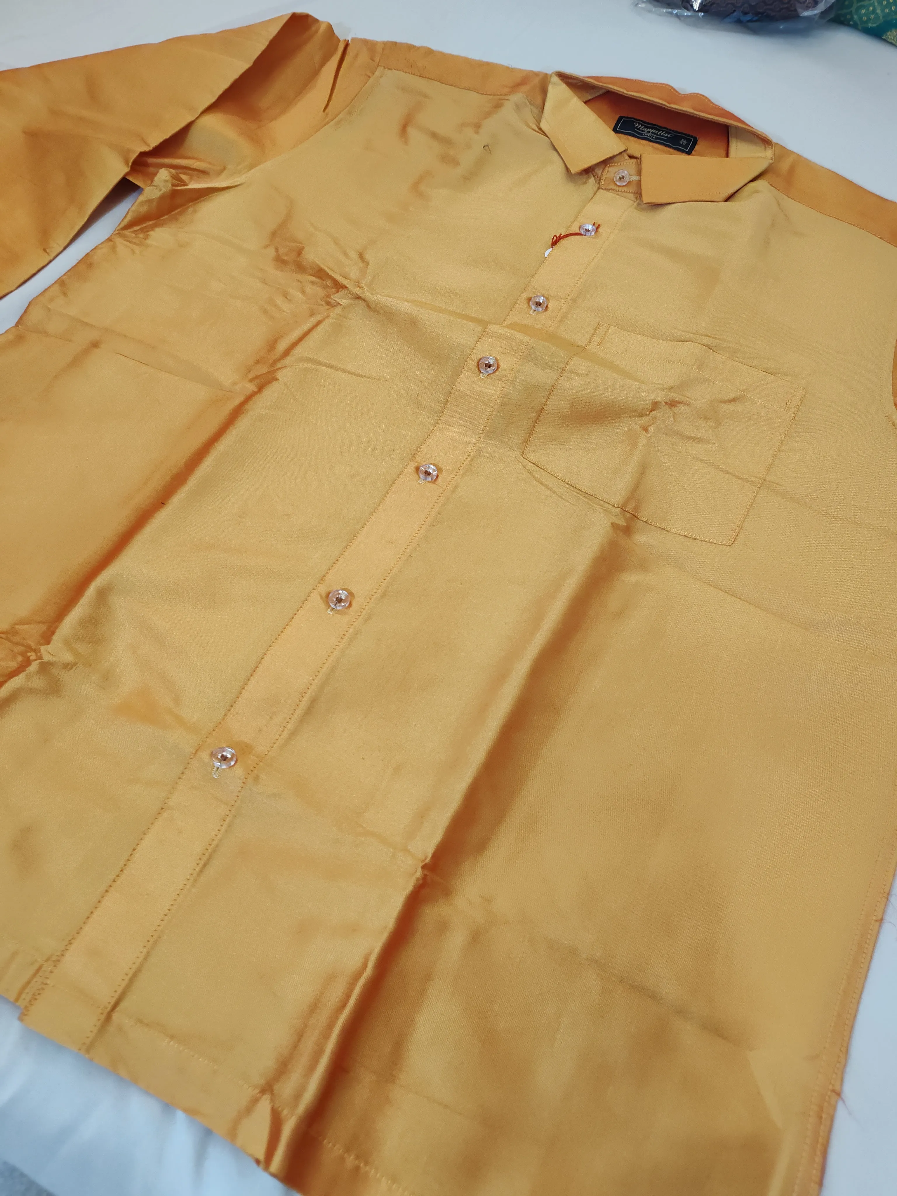 Charming Golden Color Half Sleeve Silk Shirt For Men