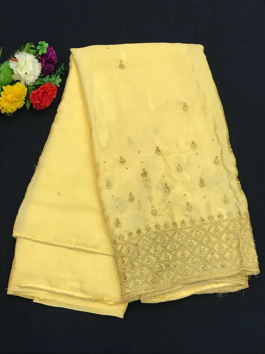 Charming Yellow Color Designer Saree With Embroidery Work