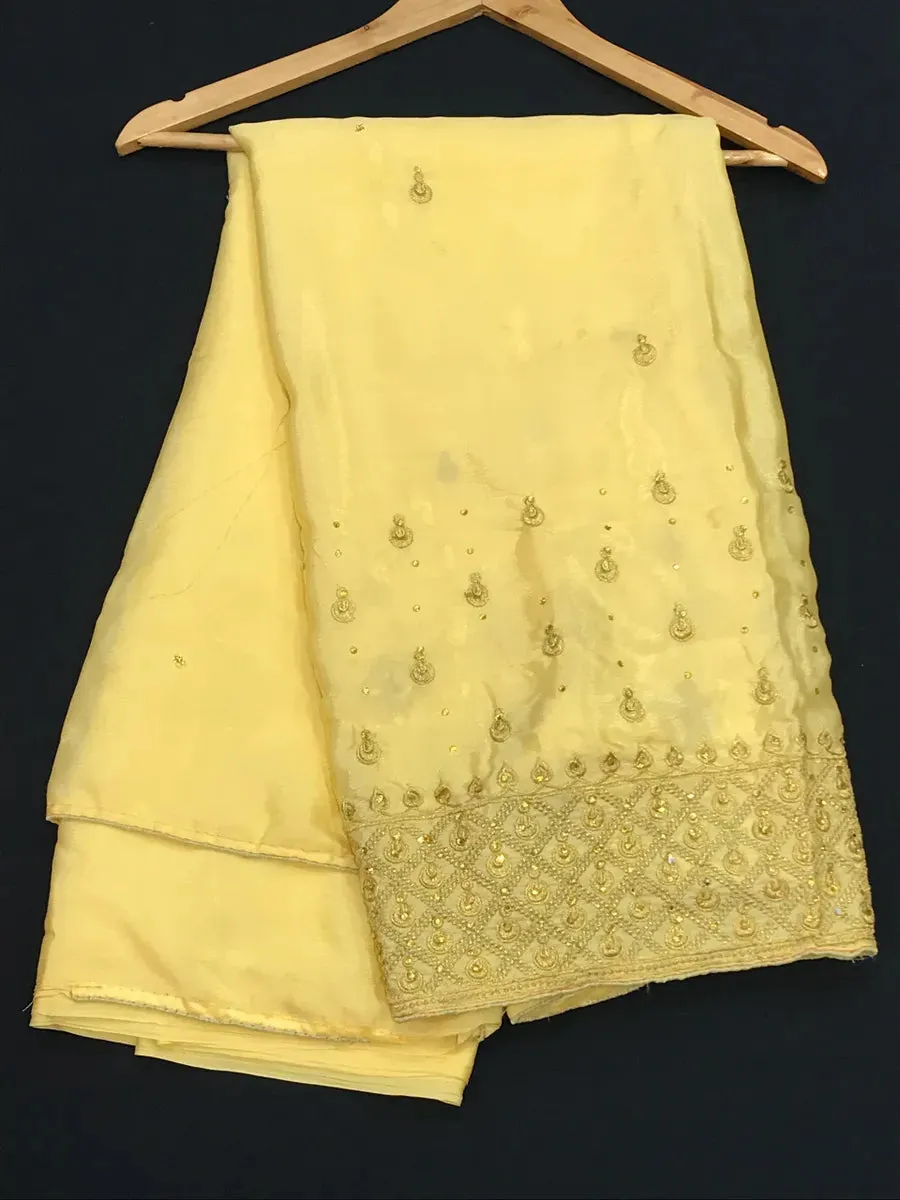 Charming Yellow Color Designer Saree With Embroidery Work