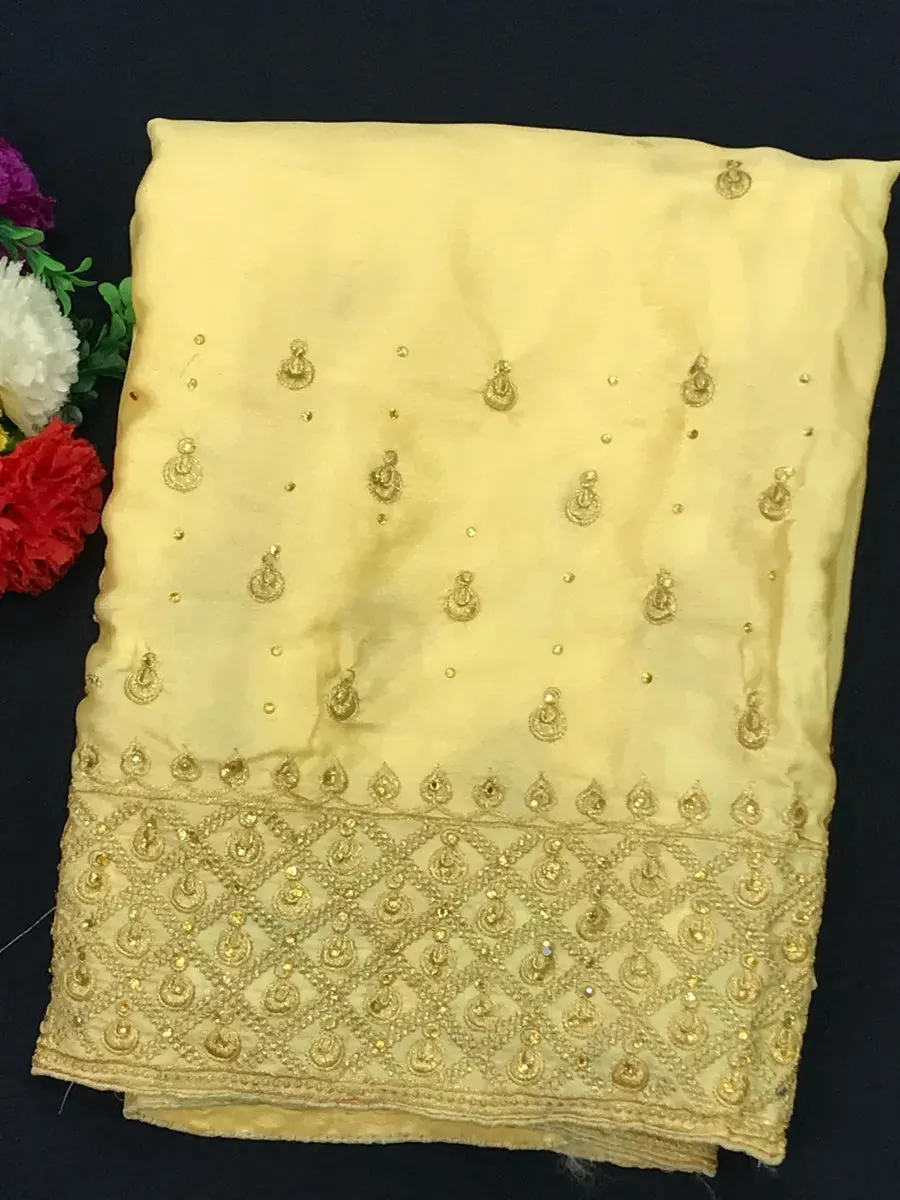 Charming Yellow Color Designer Saree With Embroidery Work