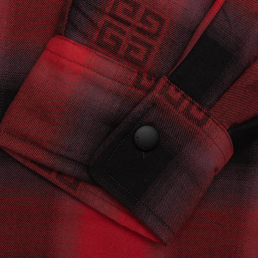 Classic Fit All Over Print L/S Overshirt - Black/Red