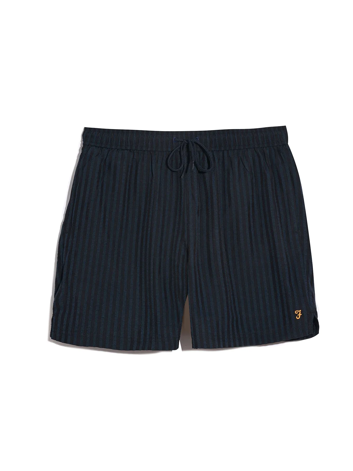 Colbert Regular Fit Solid Seersucker Swim Short In True Navy