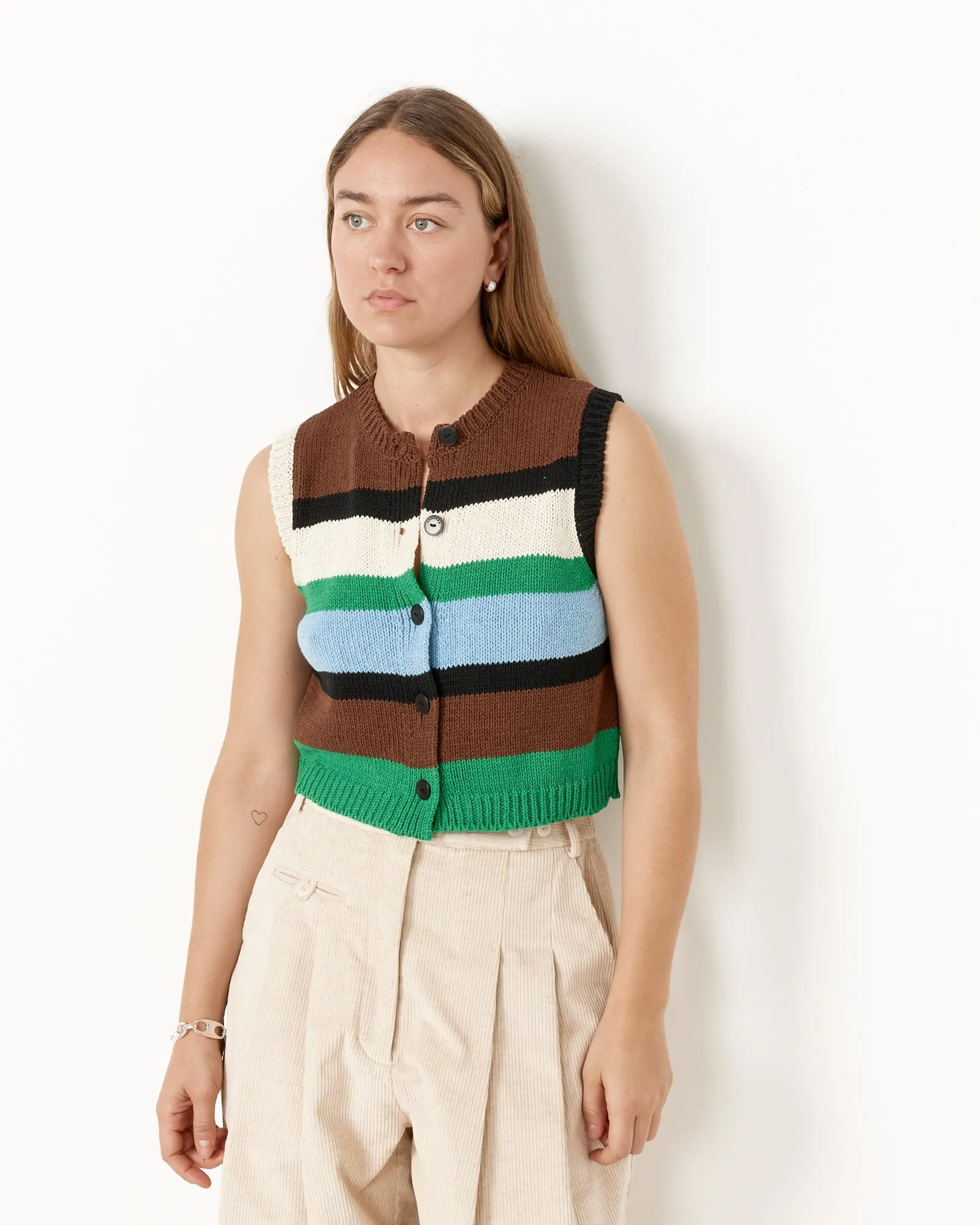 Cotton Striped Waistcoat