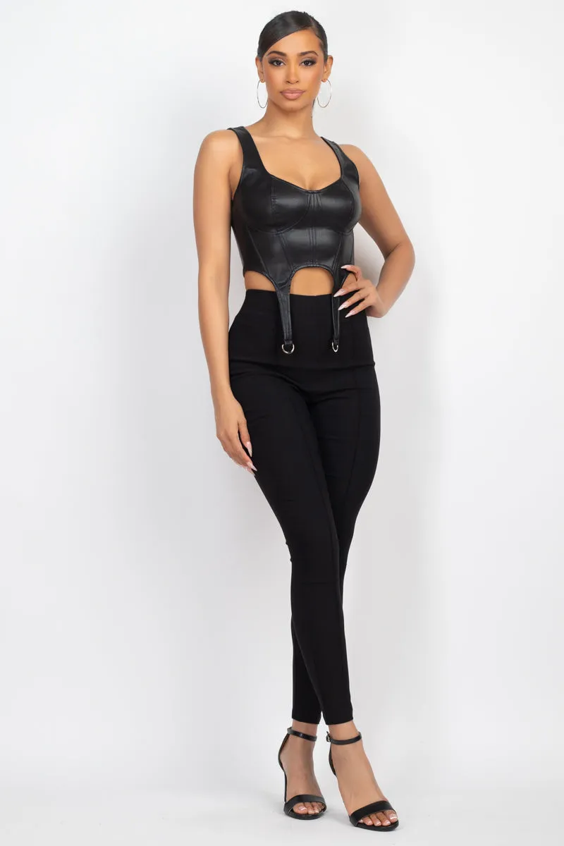 D-ring Sweetheart Bustier Leather Top