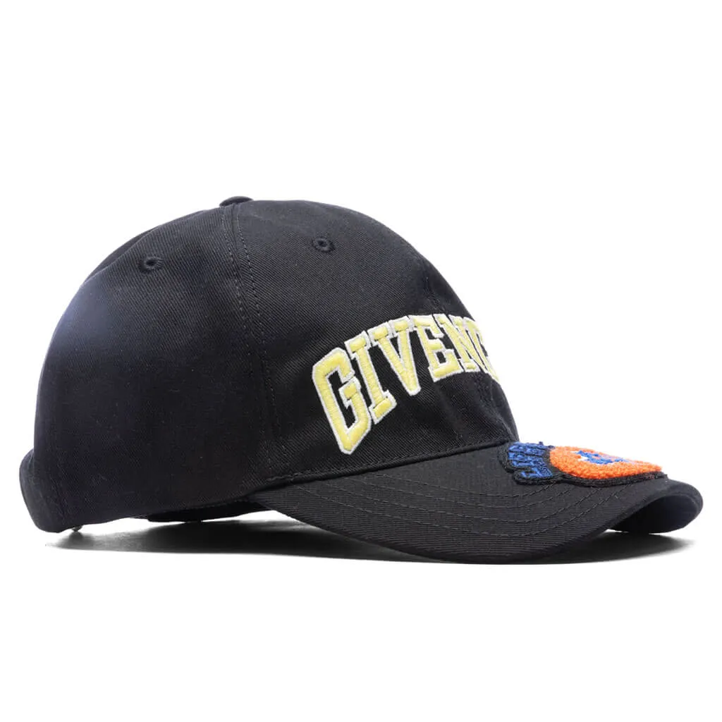 Embroidered Logo Curved Cap - Black