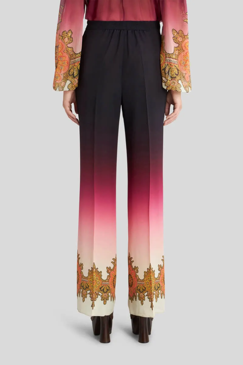 Etro Dip Dye Paisley Hem Palazzo Pant - Pink