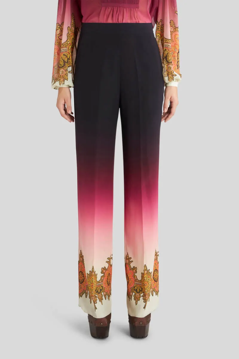 Etro Dip Dye Paisley Hem Palazzo Pant - Pink