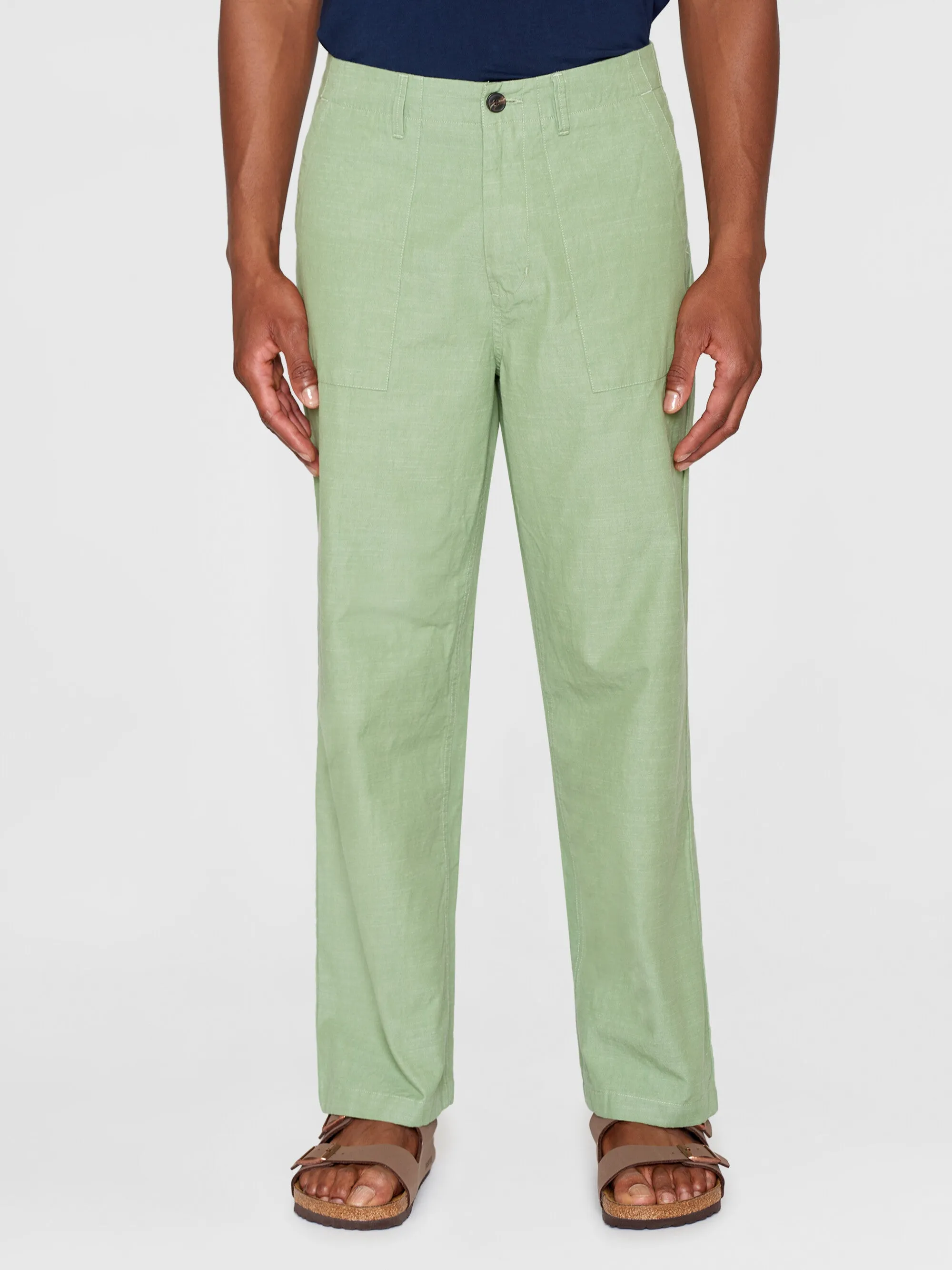 FLINT wide slub yarn pants - GOTS/Vegan - Shale Green