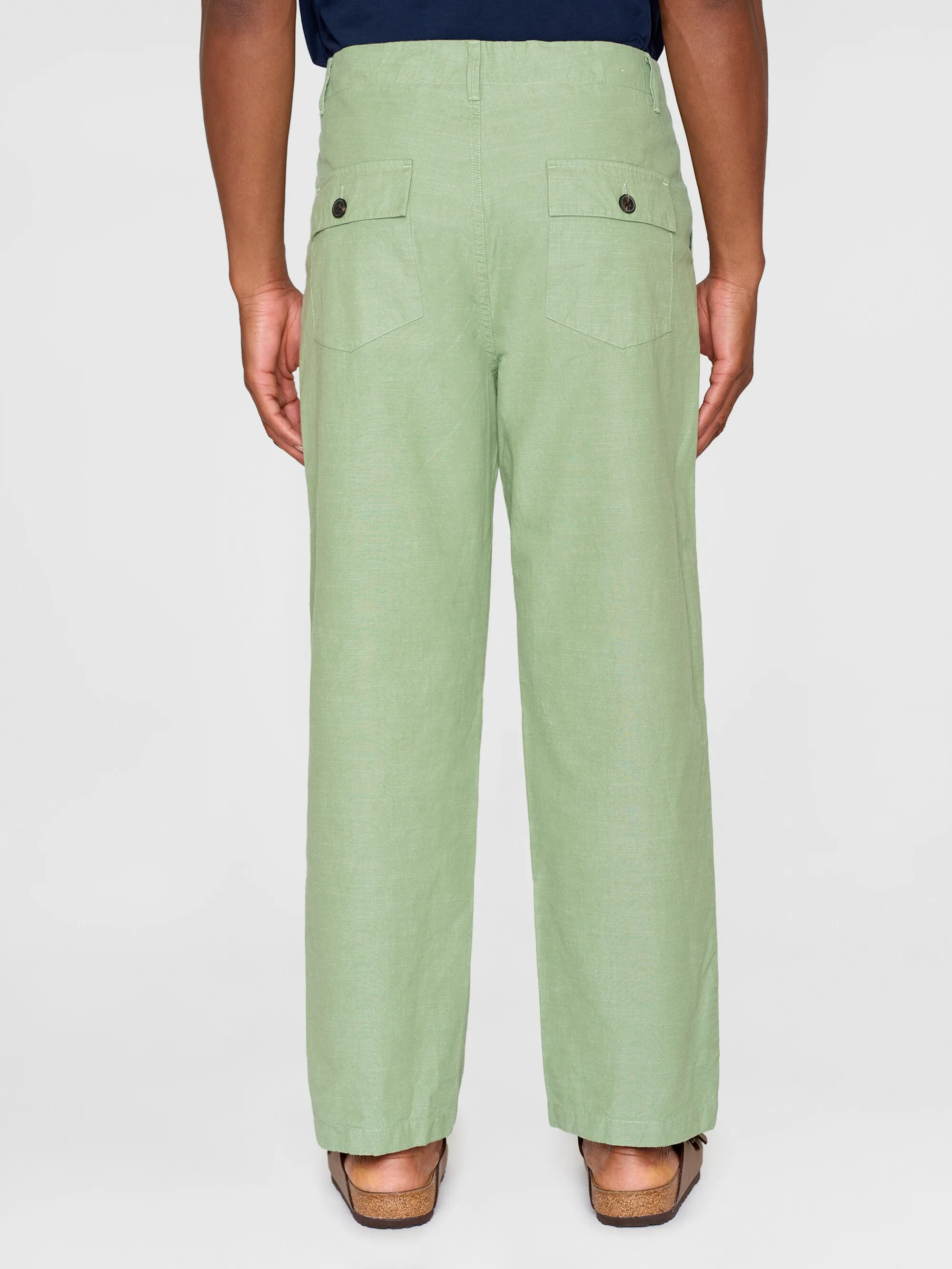 FLINT wide slub yarn pants - GOTS/Vegan - Shale Green