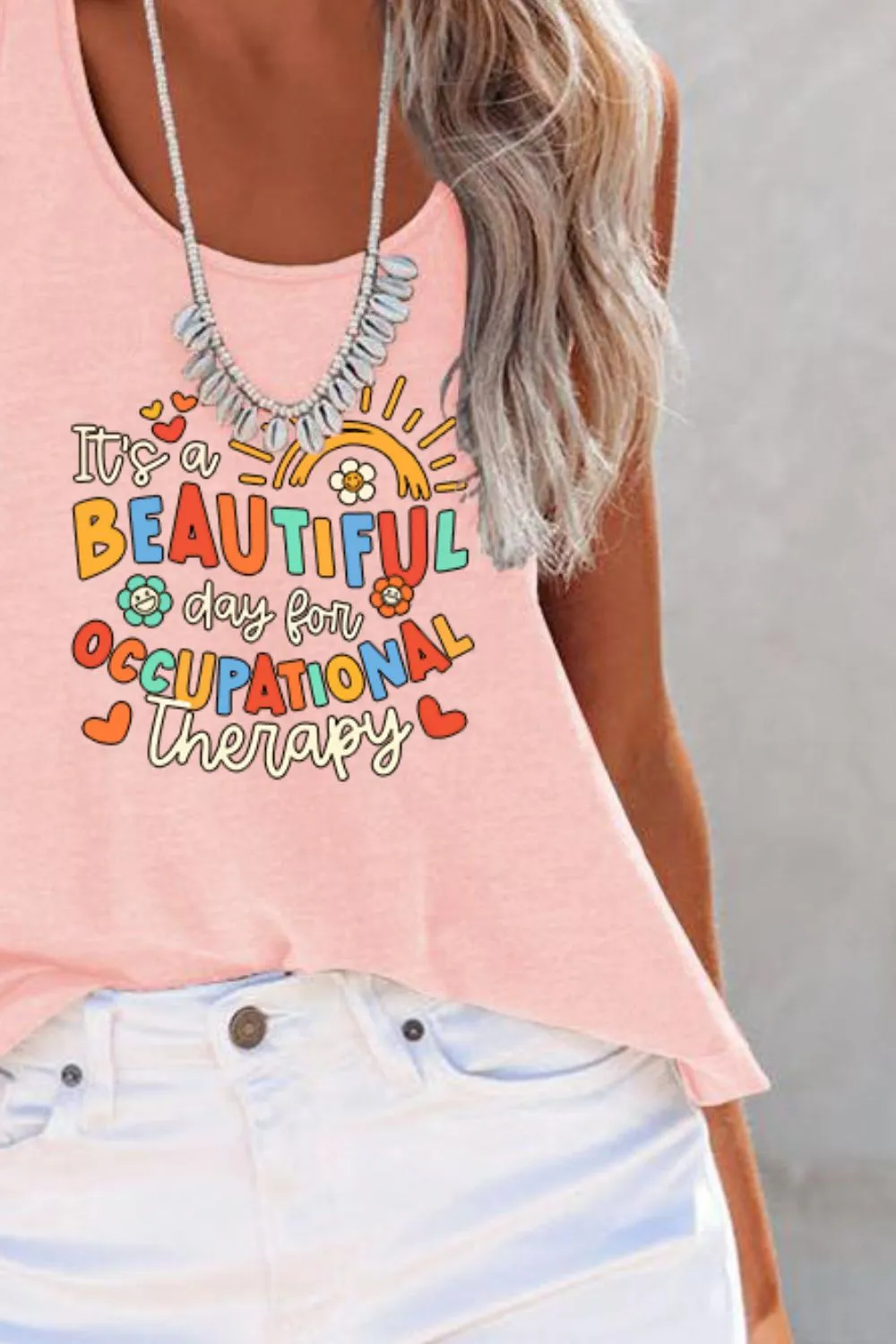 Full Size Letter Graphic Scoop Neck Tank