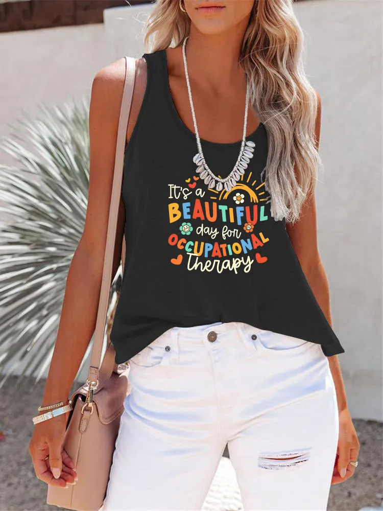 Full Size Letter Graphic Scoop Neck Tank