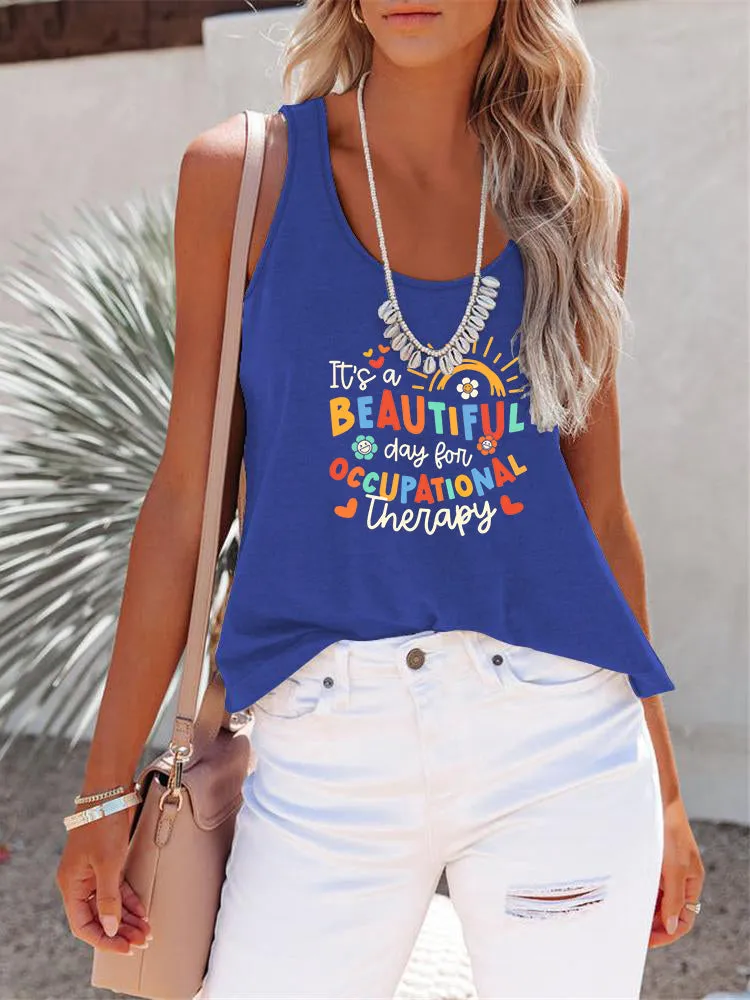 Full Size Letter Graphic Scoop Neck Tank