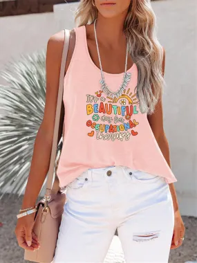 Full Size Letter Graphic Scoop Neck Tank