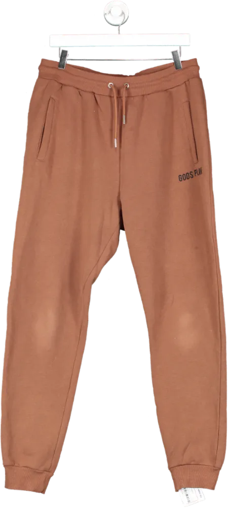 Gods Plan Brown Slim Fit Sweatpants UK XL