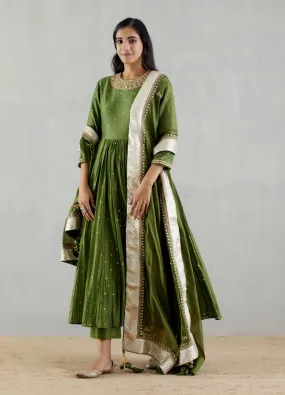 Green Embroidered Anarkali Set