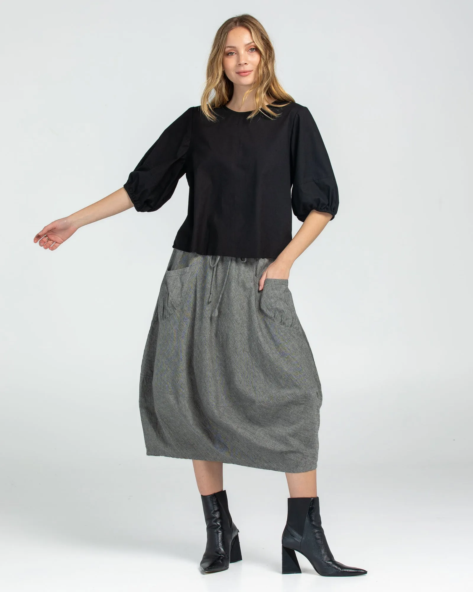 Black Chambray Winter Skirt - Guru Style