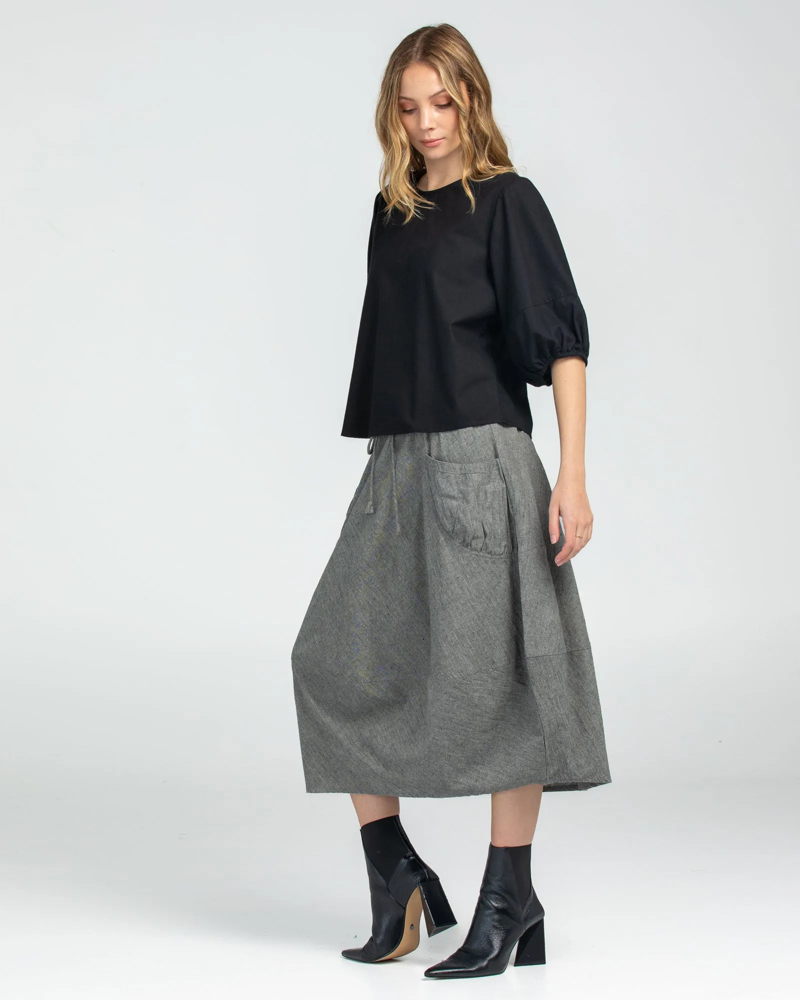 Black Chambray Winter Skirt - Guru Style