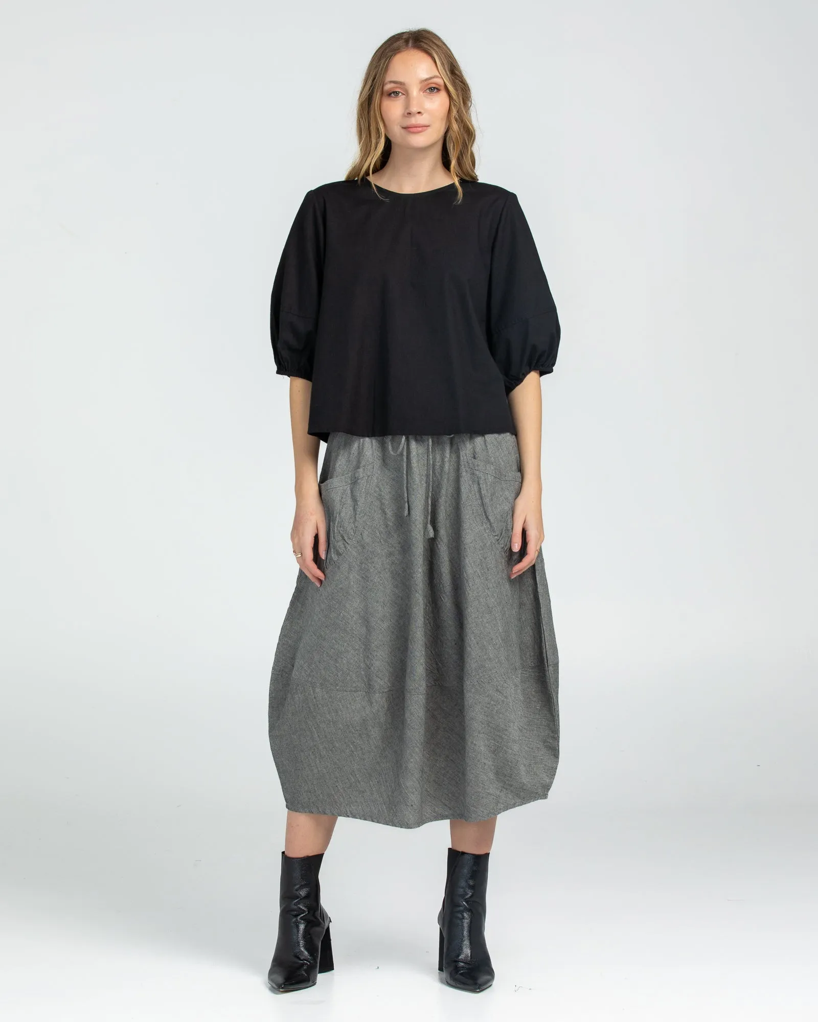 Black Chambray Winter Skirt - Guru Style