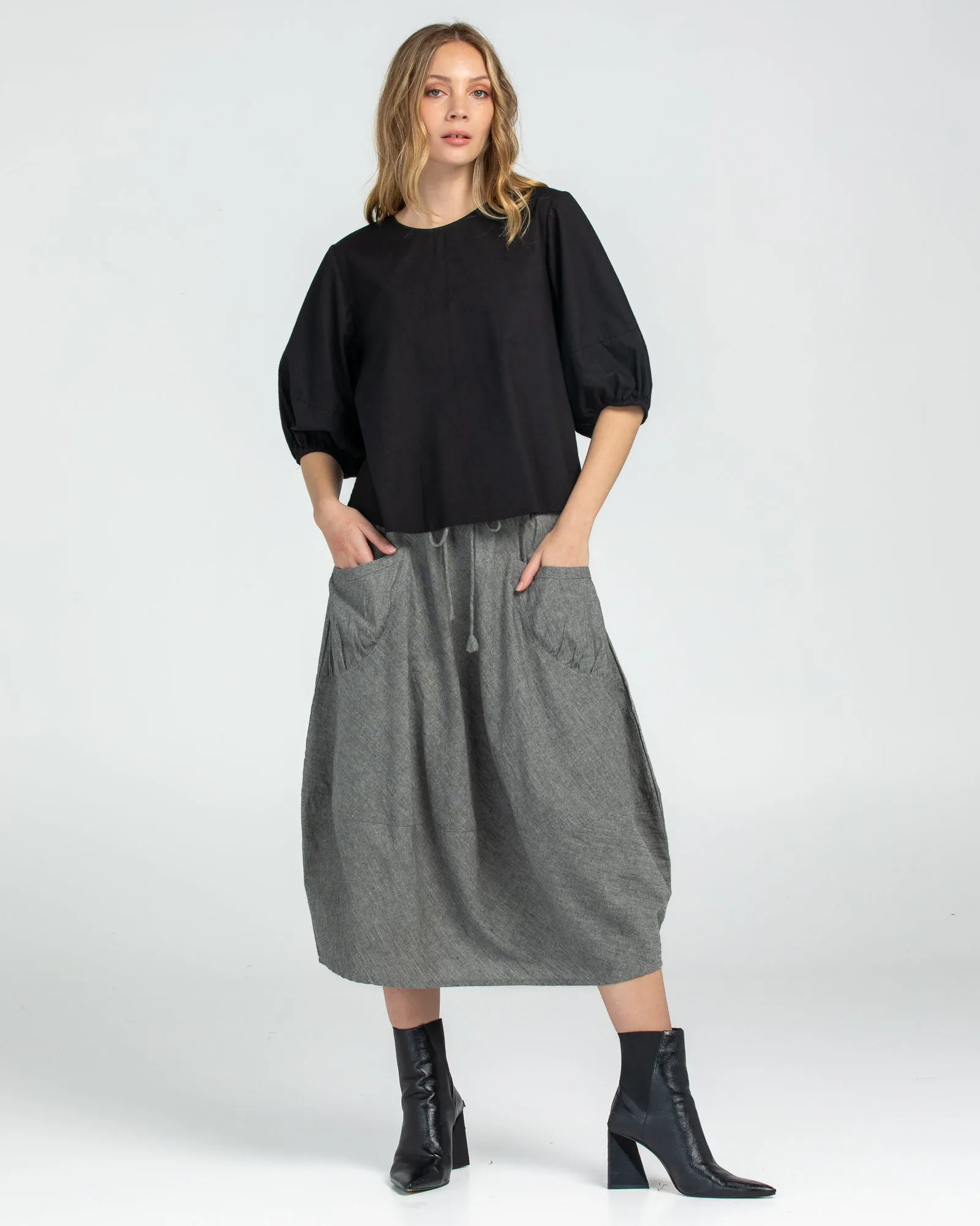 Black Chambray Winter Skirt - Guru Style