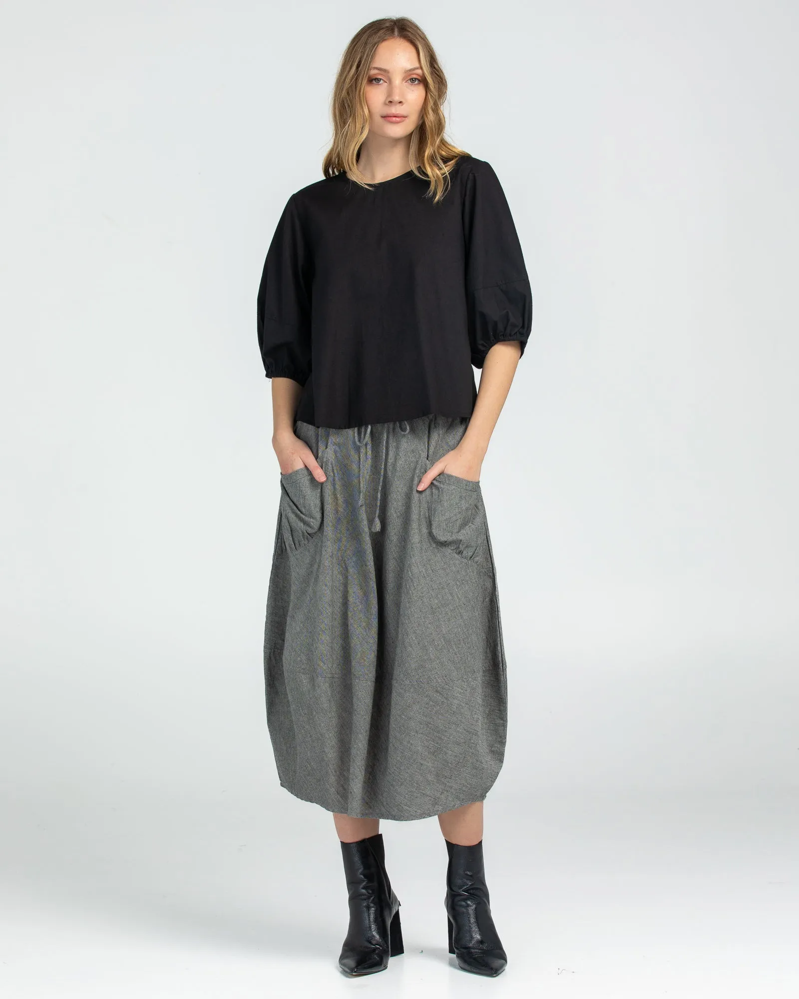 Black Chambray Winter Skirt - Guru Style