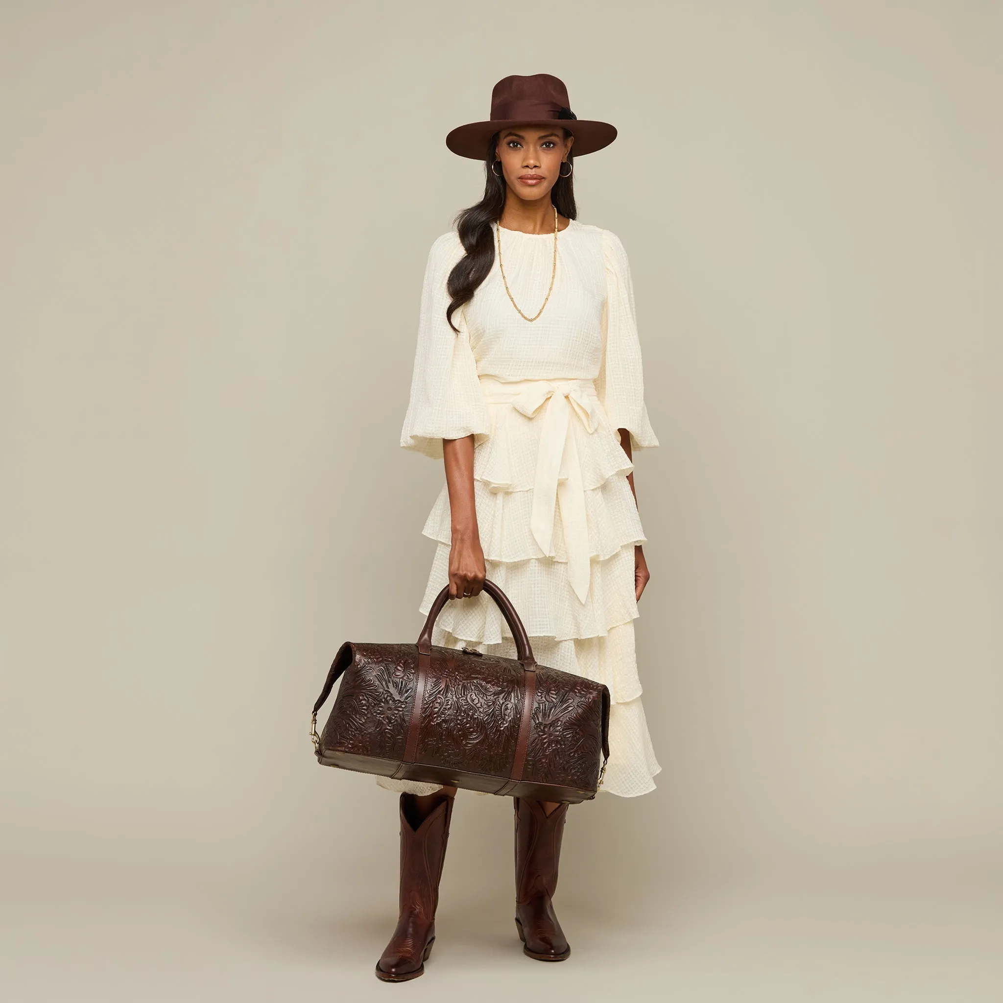 Hand-Tooled Duffle :: Brown