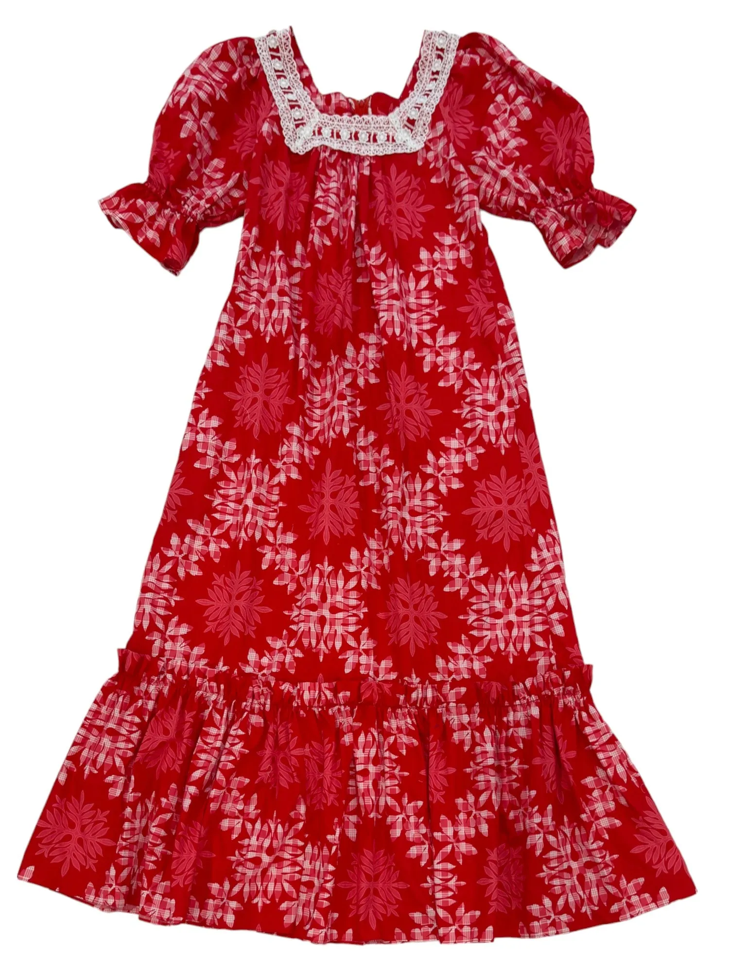 Hawaiian Quilting Motif with Palaka Muumuu - Red / 8891