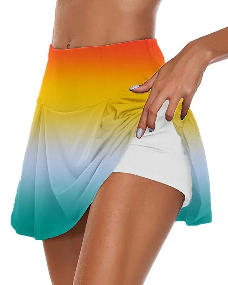 High Waist Tie Dye Print Cycling Skort