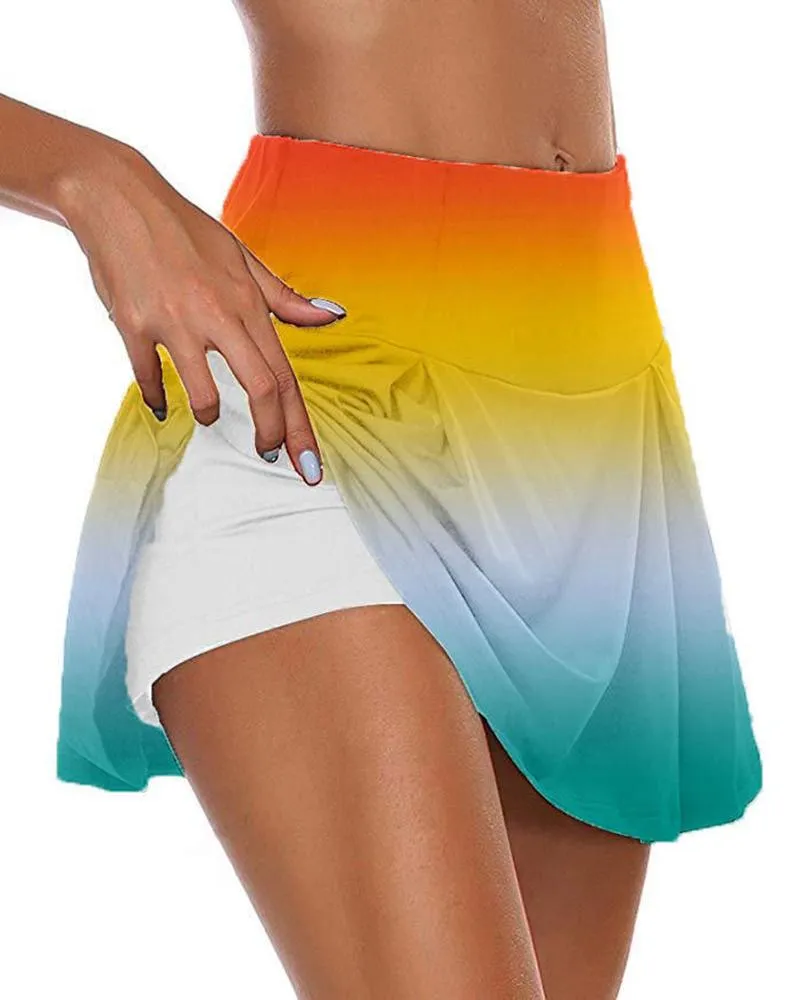 High Waist Tie Dye Print Cycling Skort