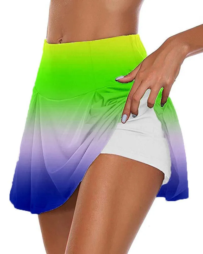 High Waist Tie Dye Print Cycling Skort