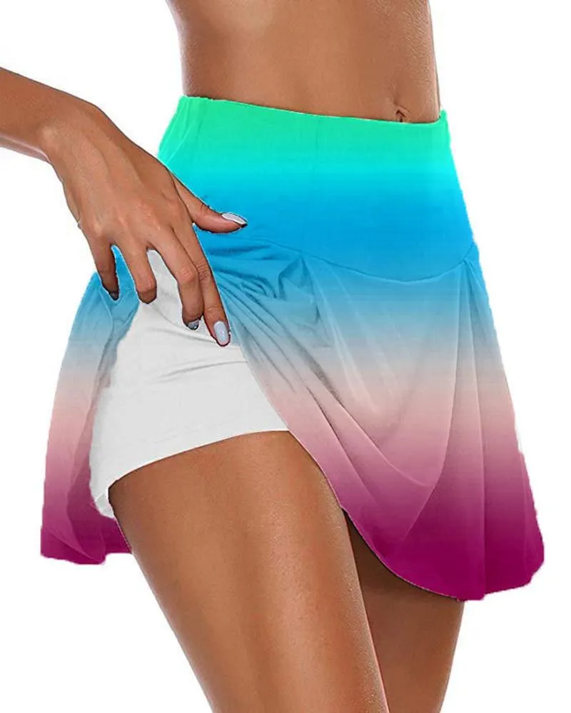 High Waist Tie Dye Print Cycling Skort