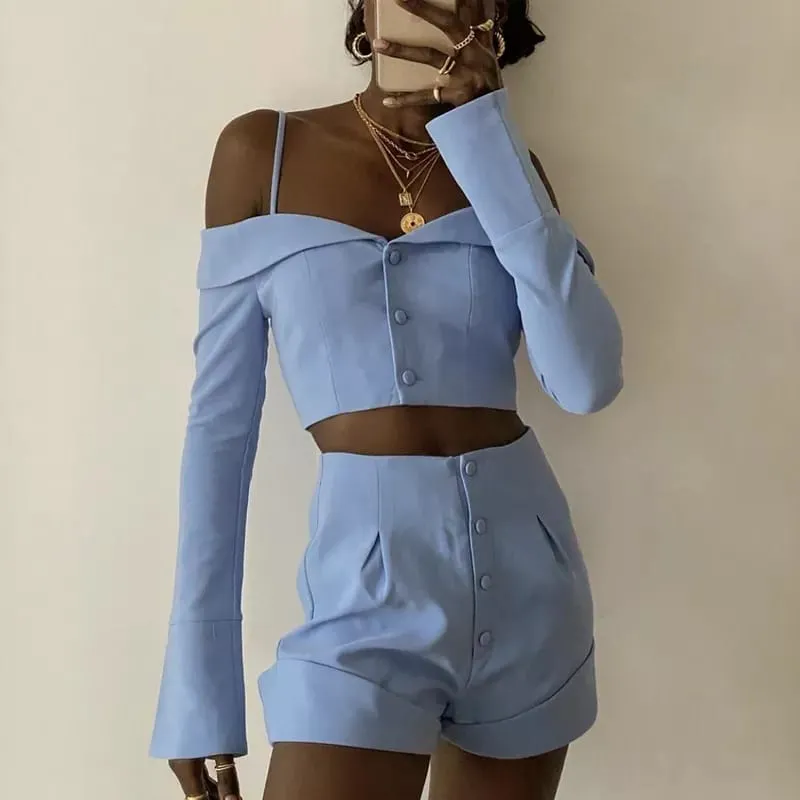 High-Waisted Short  & Crop Outfit Set