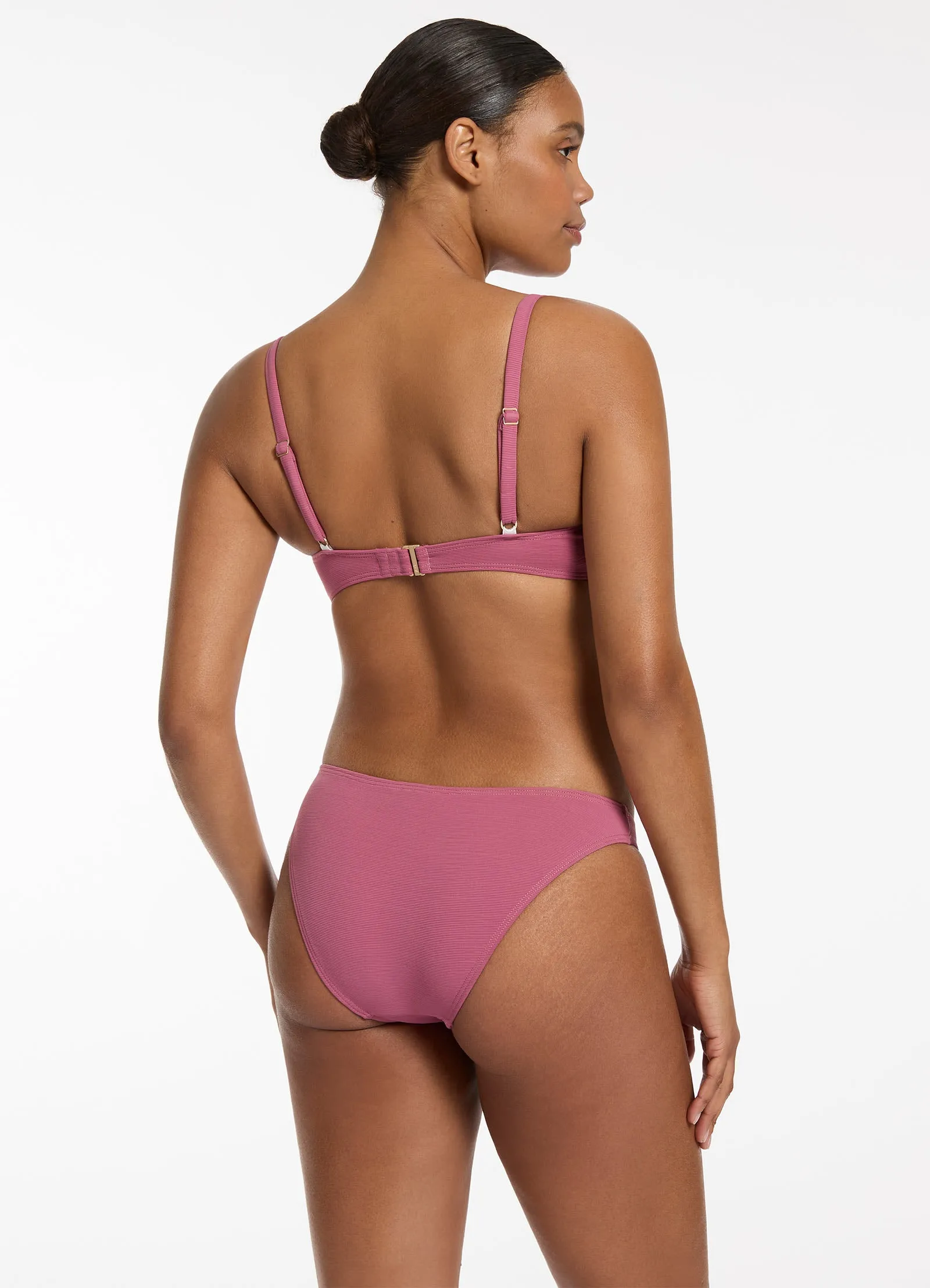 Isla Rib C-D Triangle Bikini Top - Mauve