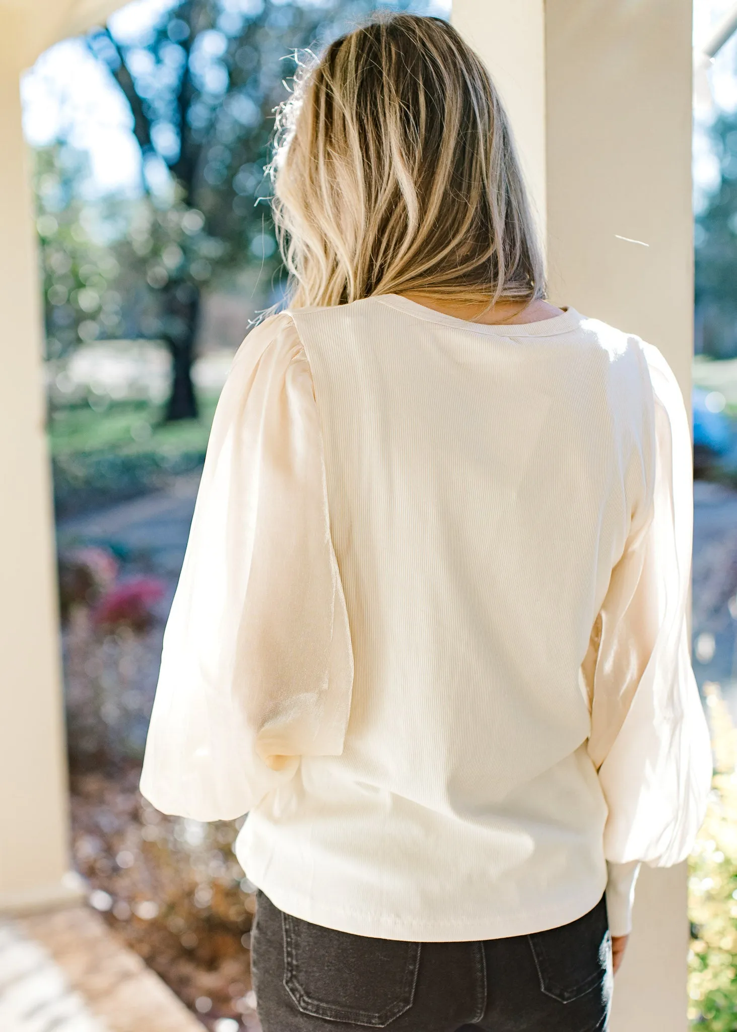 Ivory Glimmer Sleeves Top