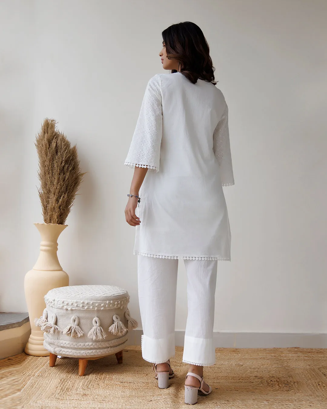 Ivory Schiffili Kurta Set