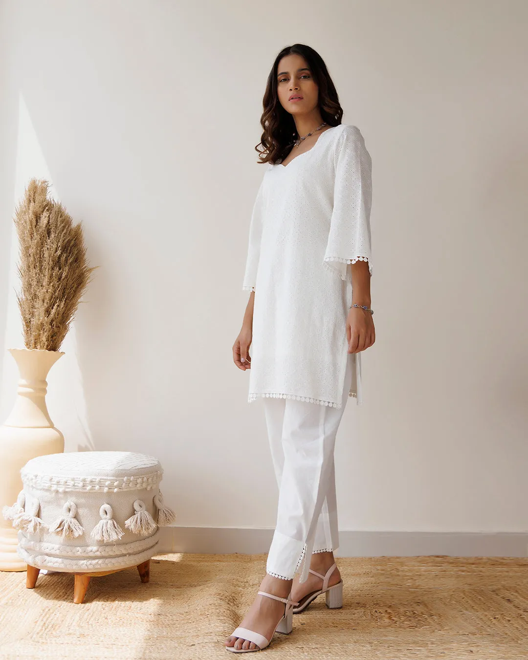 Ivory Schiffili Kurta Set