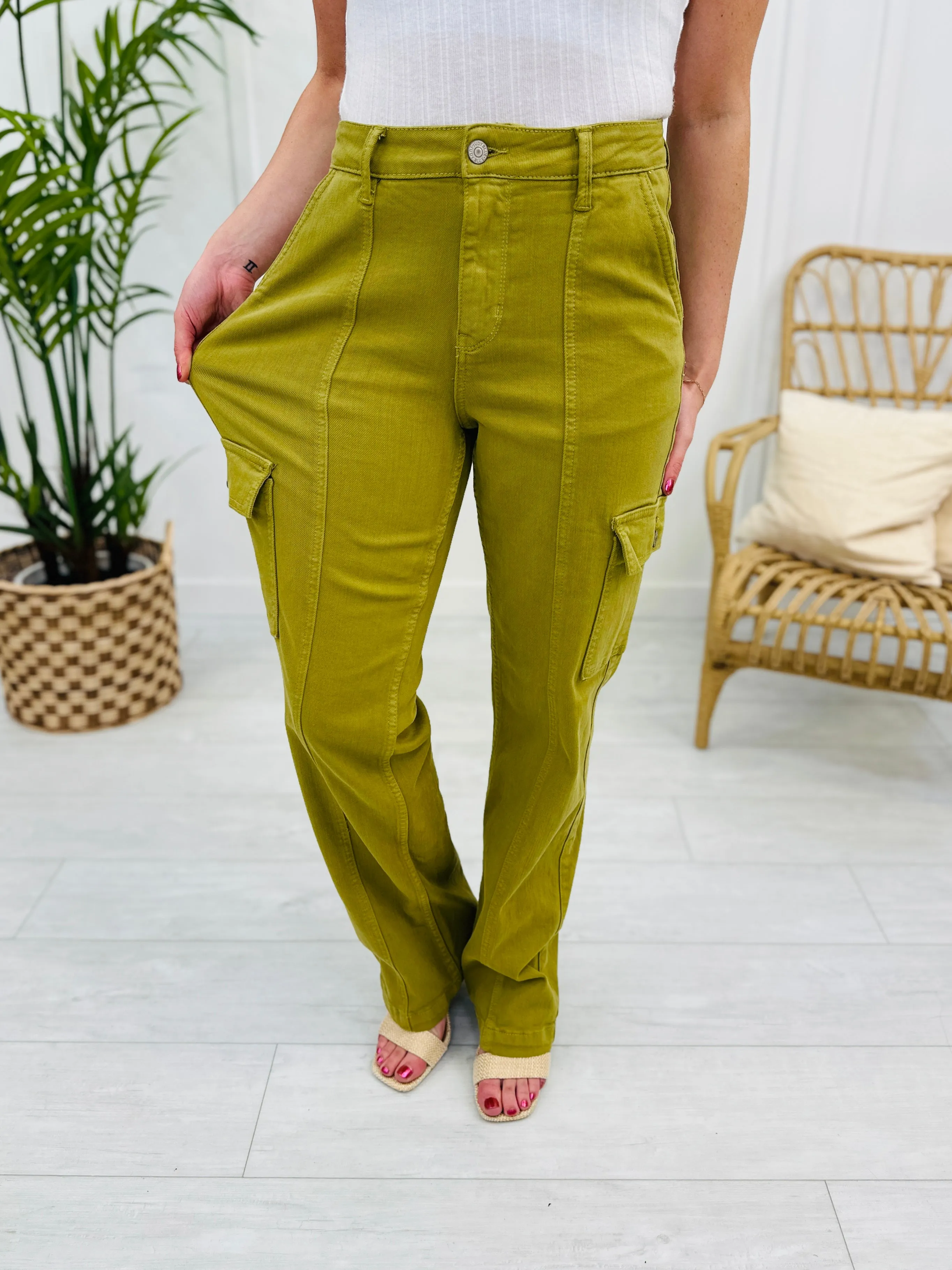 Judy Blue REG/CURVY Matcha Made in Heaven Straight Leg Cargo Jeans