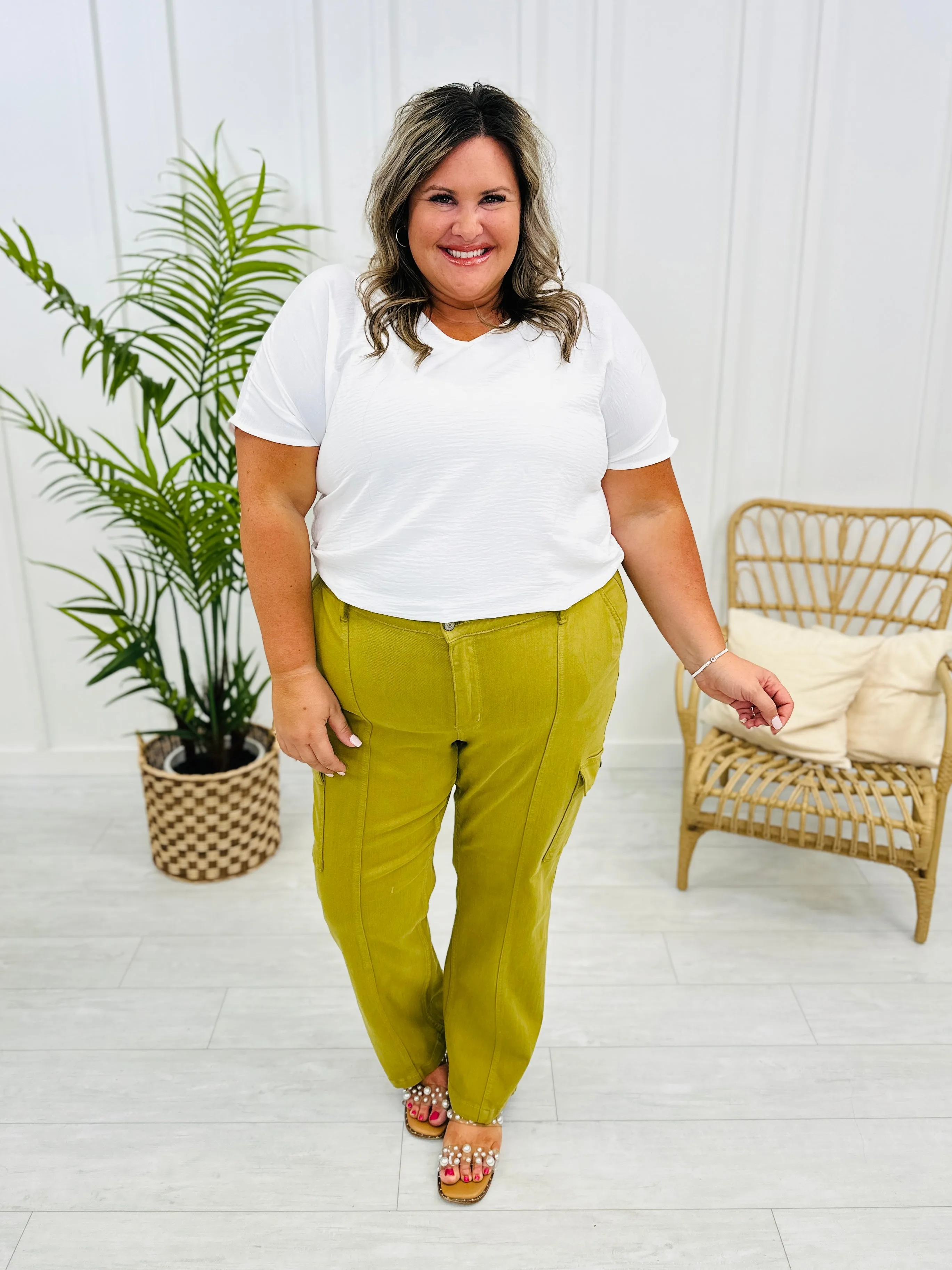 Judy Blue REG/CURVY Matcha Made in Heaven Straight Leg Cargo Jeans