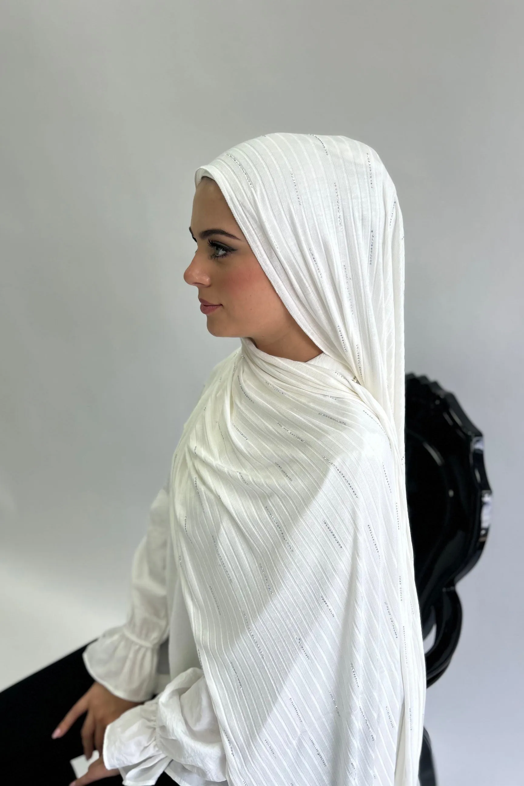 Kashkha Ribbed Stone work Jersey  Hijab