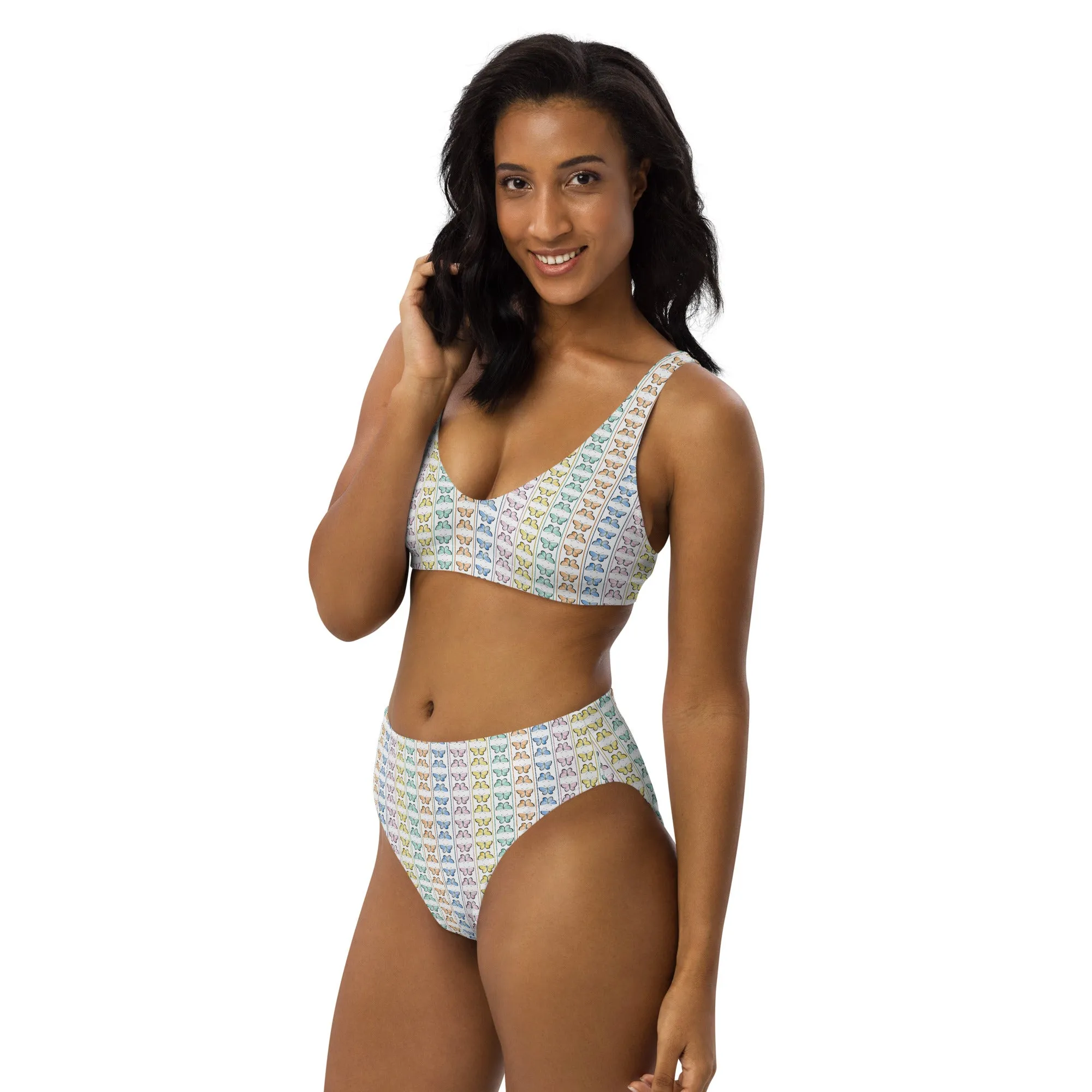 Linear Kaleidoscope Recycled high-waisted bikini